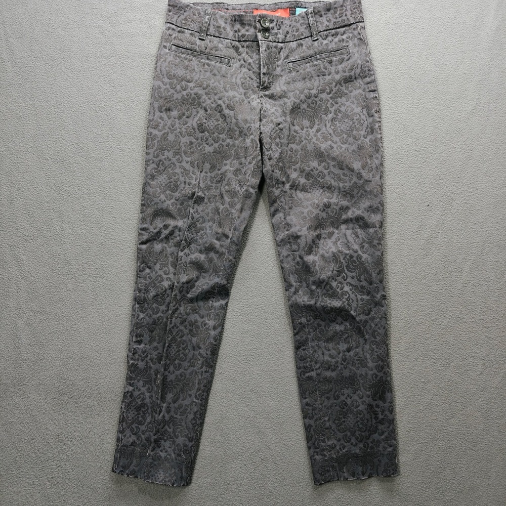 Cartonnier Anthropologie Charlie Ankle Damask Brocade Pants Womens Size 4Gray